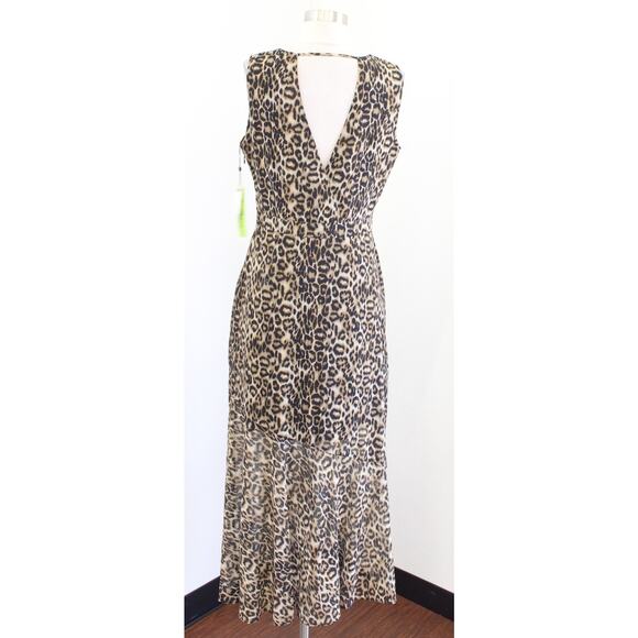 NWT Sam Edelman Metallic Leopard Print Sleeveless Maxi Dress Size 6 V Neck - Picture 7 of 7
